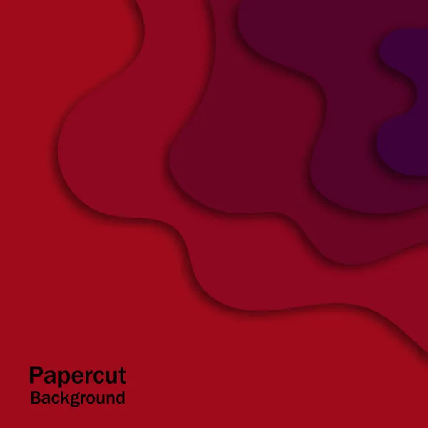 Corte Papel Fondo Vectorial Formas Rojas Abstractas Con Sombra — Vector de stock