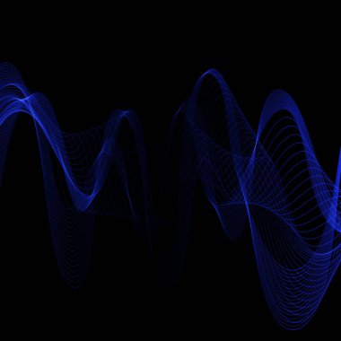 Mavi neon dalga. Renkli vektör çizgileri