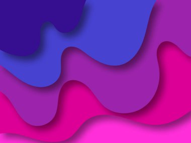 Renkli gradyan kapak tasarımı. Parlak renkli, dalgalı kağıt katmanlarının geleceksel temsili. Akışkan renk şekilli soyut yaratıcı bir arka plan. Dinamik kağıt kesimi modern pankart şablonu