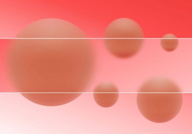 Bulanık şeftali küreleri parlak kırmızıdan yumuşak pembe renge doğru bir eğimde yüzerler..