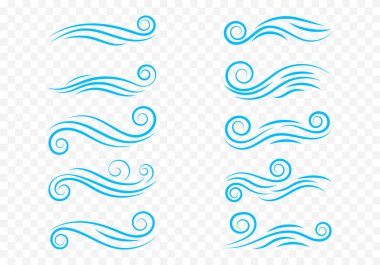 Etiket ve logo tasarımı için biçimlendirilmiş mavi su dalgaları koleksiyonu.