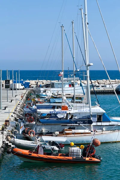 Limassol Chipre Junho 2020 Iates Barcos Ancorados Limassol Old Port — Fotografia de Stock