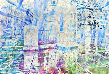 Şehir suluboya tarzında