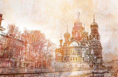 Şehir suluboya tarzında