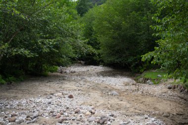 Kurumuş nehir. Taşlı ve kumlu bir yer.