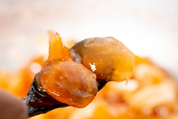 Making Apple Jam Apples Water Sugar — Stock Photo, Image