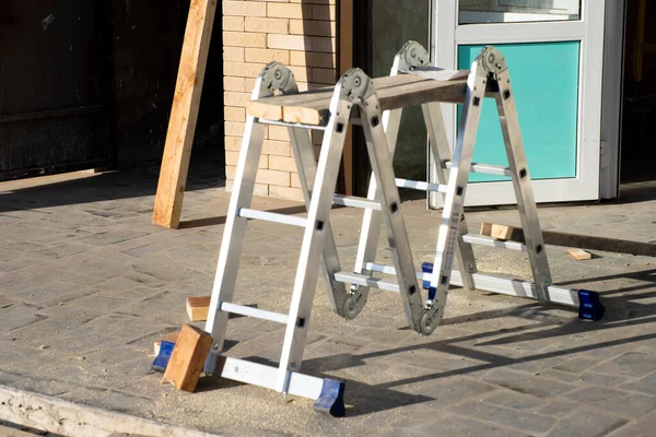 Escalera Plegable Para Trabajos Construcción — Foto de Stock