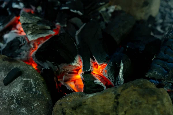Hot Coals Burnt Fire — Stock Photo, Image
