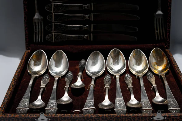 Set Spoons Forks Royalty Free Stock Photos