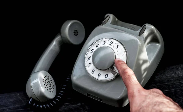 Telefone Rotativo Sobre Fundo Preto — Fotografia de Stock