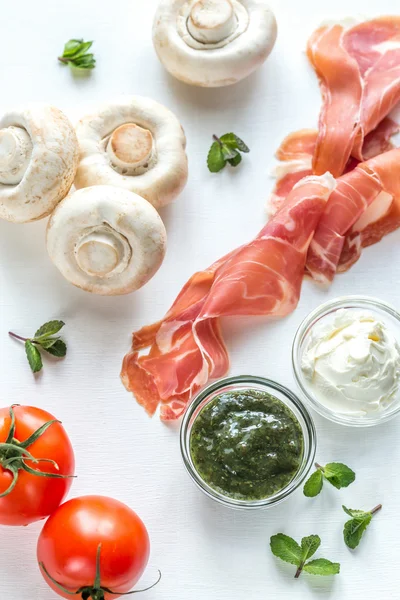 Ingredientes para hambúrguer de cogumelos — Fotografia de Stock