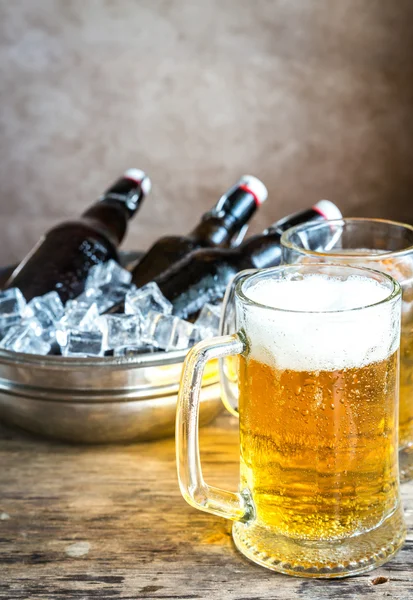 瓶とビールの入ったジョッキ — ストック写真