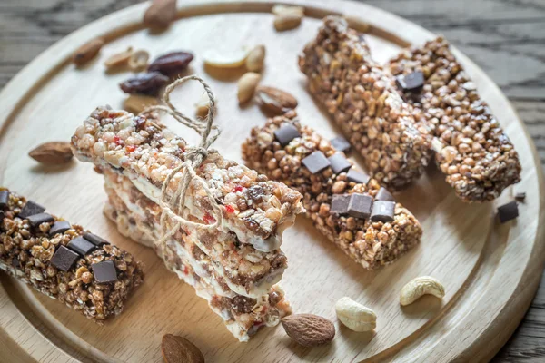 Granola bars with dried berries and chocolate — Stock Photo, Image