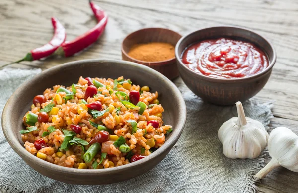 Bowl of mexican rice — Stock Photo, Image