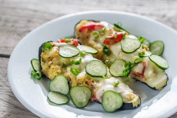 Stuffed zucchini with couscous and mozzarella — Stock Photo, Image