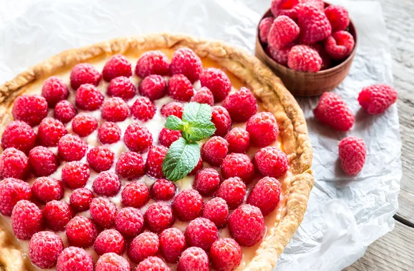 Crostata di lamponi con crema pasticcera — Foto Stock