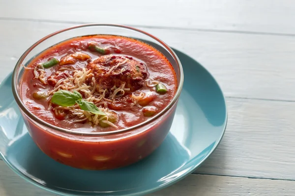 Sebzeli çorba çorba köfte ile bölümü — Stok fotoğraf