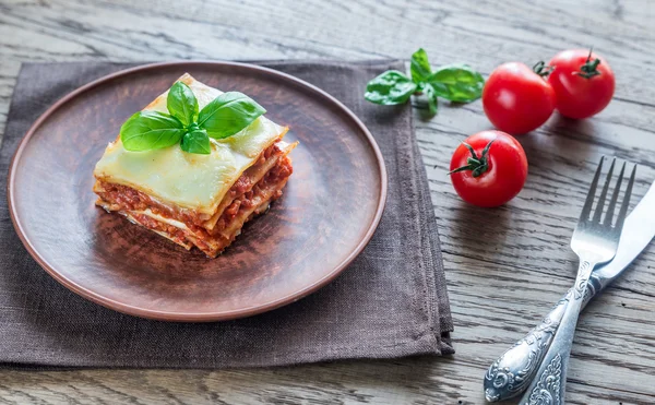 Část klasické lasagne — Stock fotografie