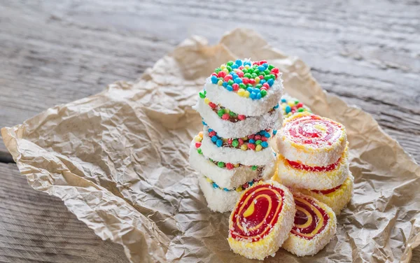 Heap of Turkish delight on the baking paper — Stock Photo, Image