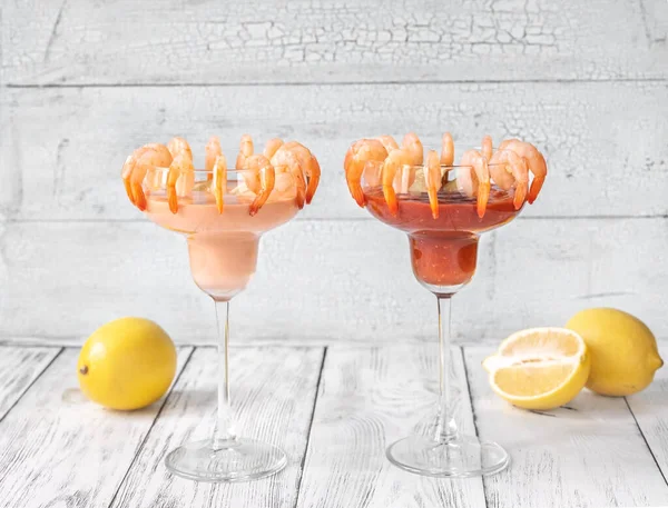 Garnelen Cocktails Mit Frischen Zitronen — Stockfoto