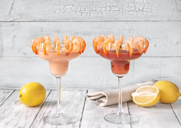 Cocktails Crevettes Citrons Frais — Photo