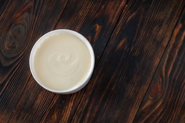 Bowl Bechamel Sauce Top View — Stock Photo, Image