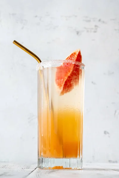 Copo Paloma Virgem Mocktail Decorado Com Fatia Toranja — Fotografia de Stock