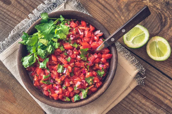 Bowl Salsa Famous Mexican Sauce — Stock Photo, Image