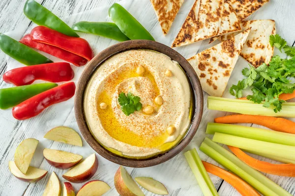 Bowl Hummus Garnished Olive Oil Paprika — Stock Photo, Image