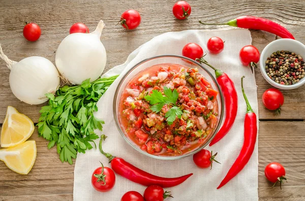 Mexican sauce salsa with ingredients — Stock Photo, Image