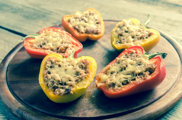 Stuffed peppers with meat in rustic decor — Stock Photo, Image