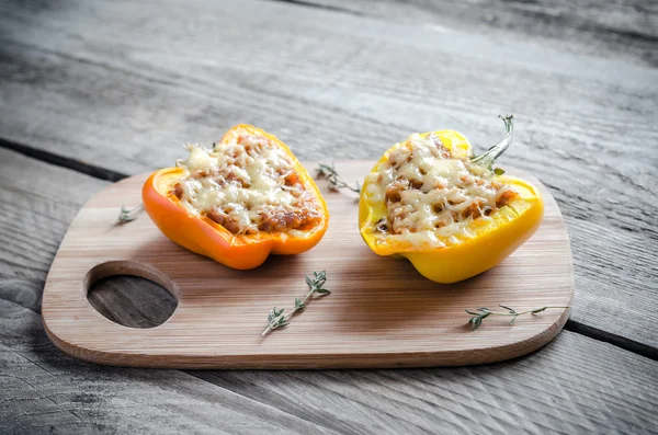 Stuffed peppers with meat in rustic decor — Stock Photo, Image