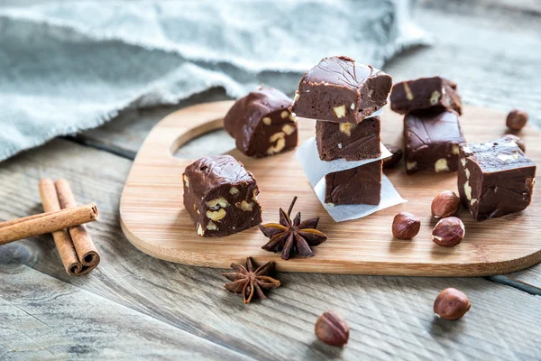 Fudge with hazelnuts — Stock Photo, Image