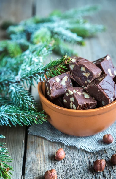 Fudge with hazelnuts — Stock Photo, Image