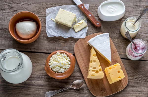 Various types of dairy products — Stock Photo, Image