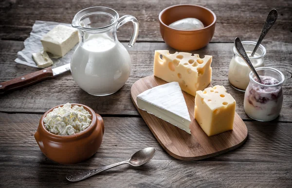 Various types of dairy products — Stock Photo, Image