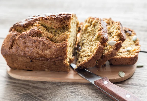 Pumpkin bread on the wooden board — Stock Photo, Image