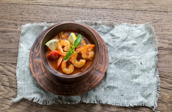 Sup Perancis pedas dengan makanan laut — Stok Foto