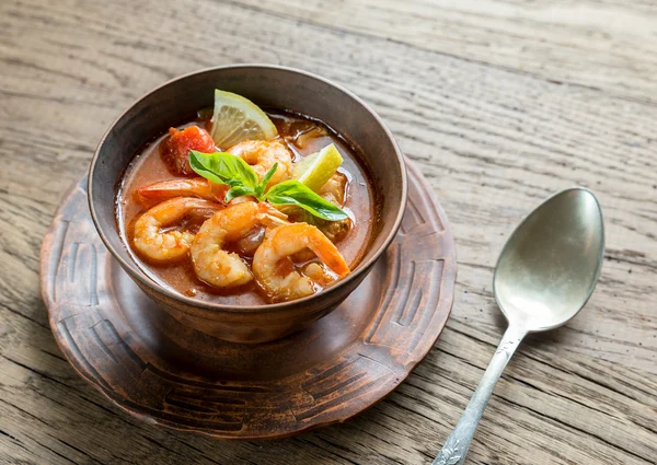 Würzige französische Suppe mit Meeresfrüchten — Stockfoto