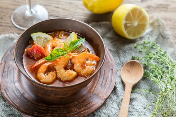 Spicy french soup with seafood — Stock Photo, Image