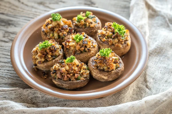 Gomba paprika töltött keverék, sajt, hagyma, breadcrum — Stock Fotó