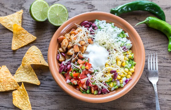 Chicken burrito bowl — Stock Photo, Image