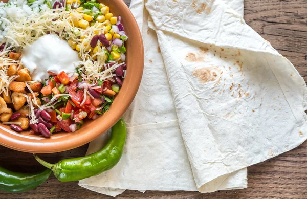 Chicken burrito bowl — Stock Photo, Image