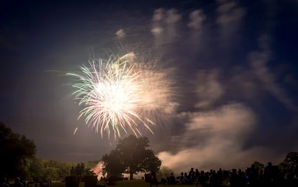 Menschen Betrachten Feuerwerk Ehren Des Unabhängigkeitstages — Stockfoto
