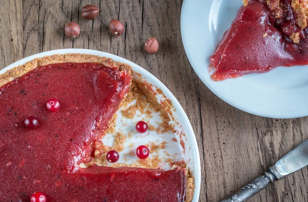 Cranberry tart: top weergave — Stockfoto