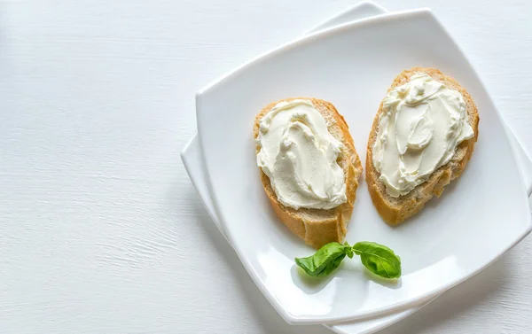 Sanduíches com queijo creme — Fotografia de Stock