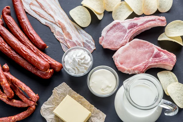 Sources of saturated fats — Stock Photo, Image