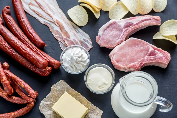 Sources of saturated fats — Stock Photo, Image