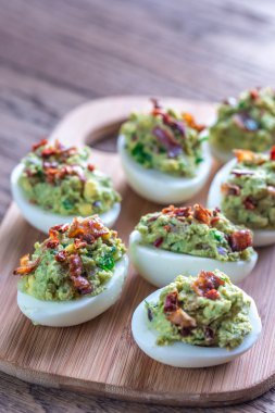 Pastırma guacamole baharatlı ve acılı yumurta