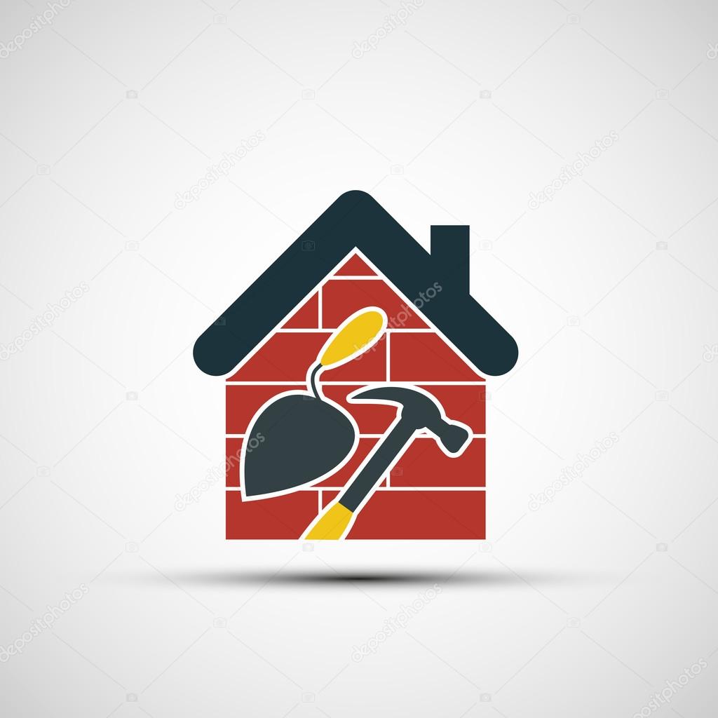 Icon Construction. Building tools and home. Stock vector illustration.